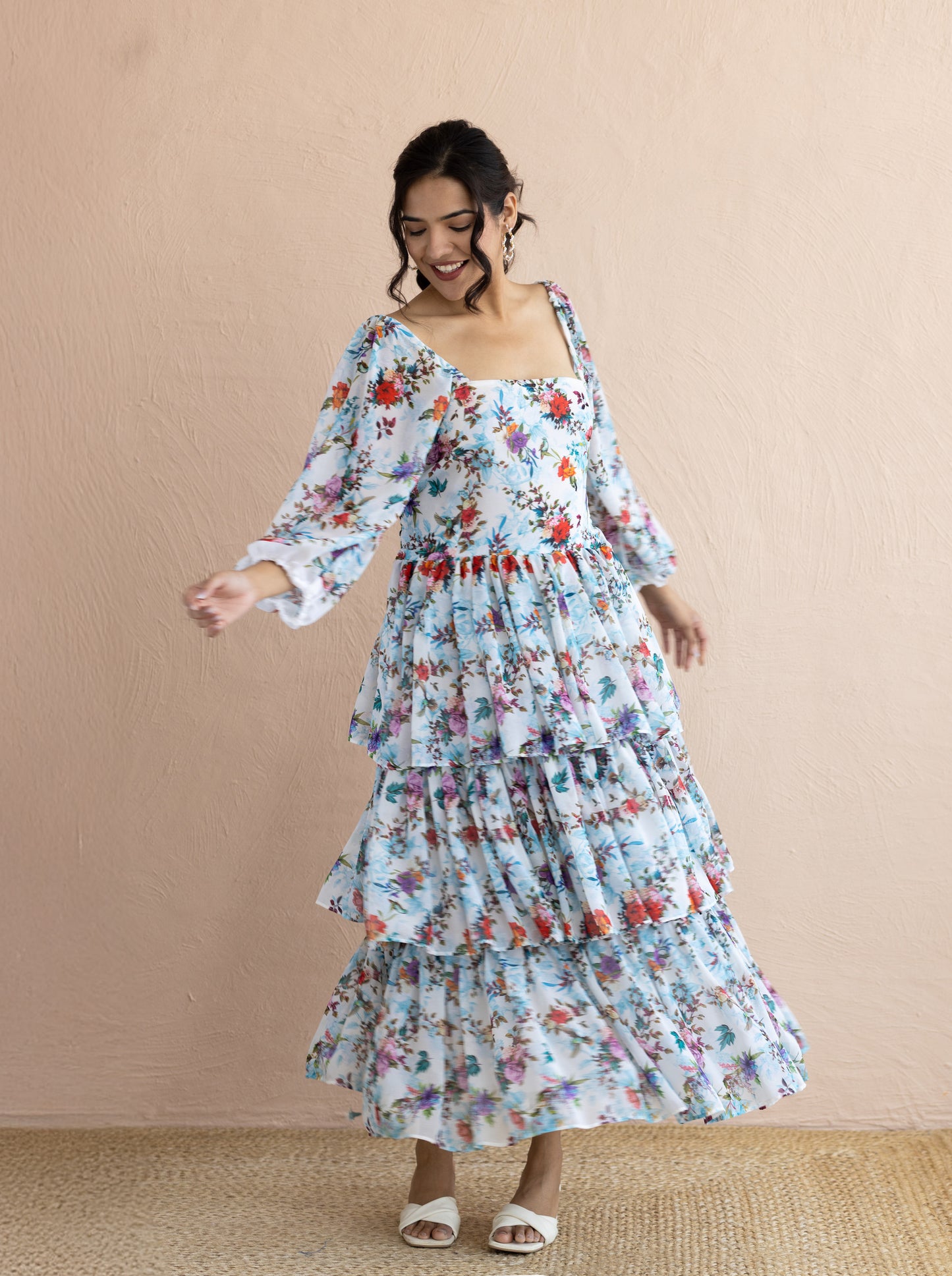 Floral Frill Maxi Dress