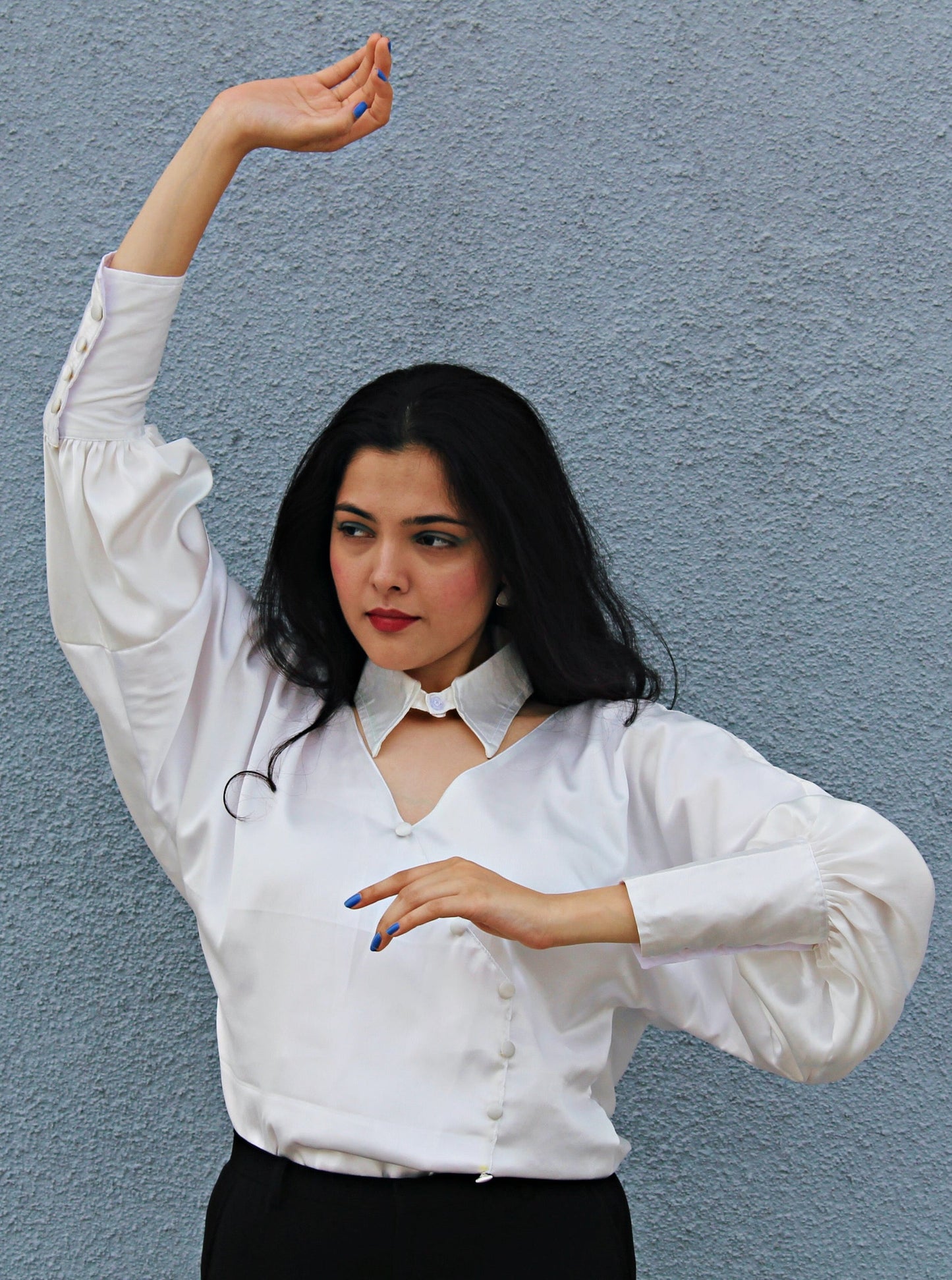 Satin Top With Detachable Collar