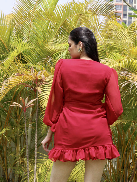 Maroon Pleated Dress