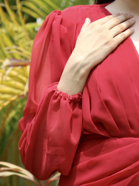 Maroon Pleated Dress