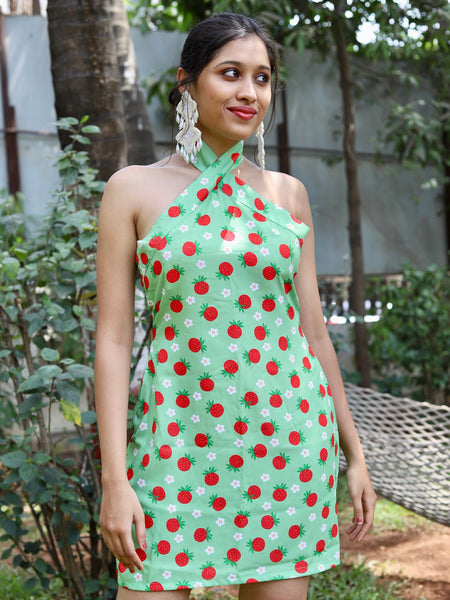 Berry Halter Neck Dress