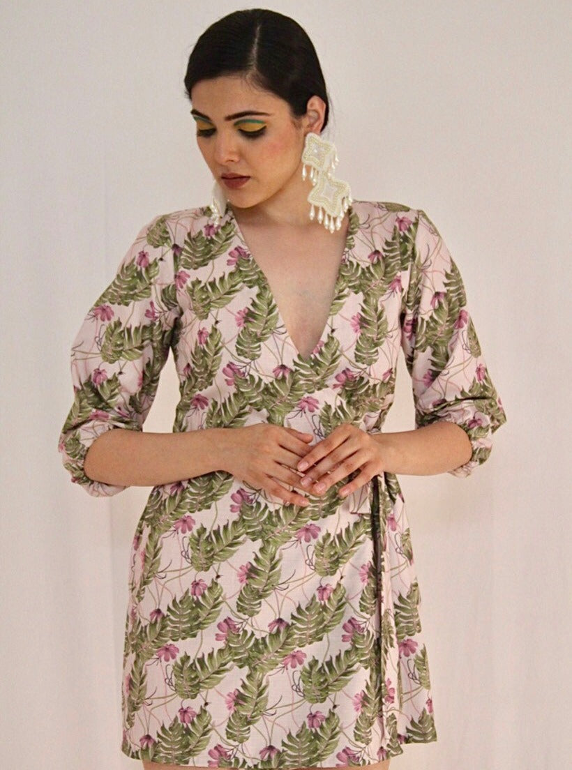 Tropical Wrap Dress