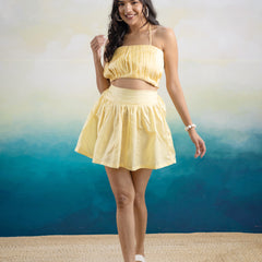 Janice Yellow Taffeta Skirt Set