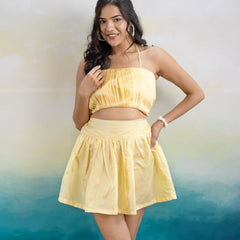 Janice Yellow Taffeta Skirt Set