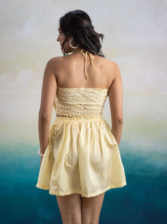 Janice Yellow Taffeta Skirt Set