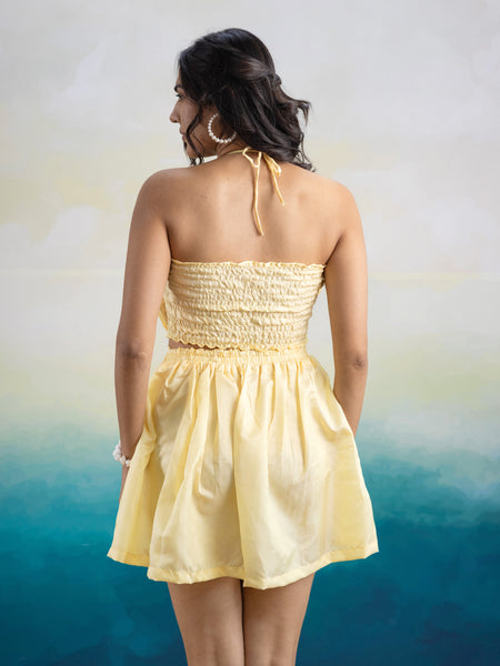 Janice Yellow Taffeta Skirt Set