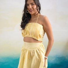 Janice Yellow Taffeta Skirt Set
