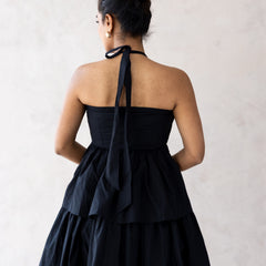 Black Tiered Halter Mini Dress