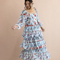 Floral Frill Maxi Dress