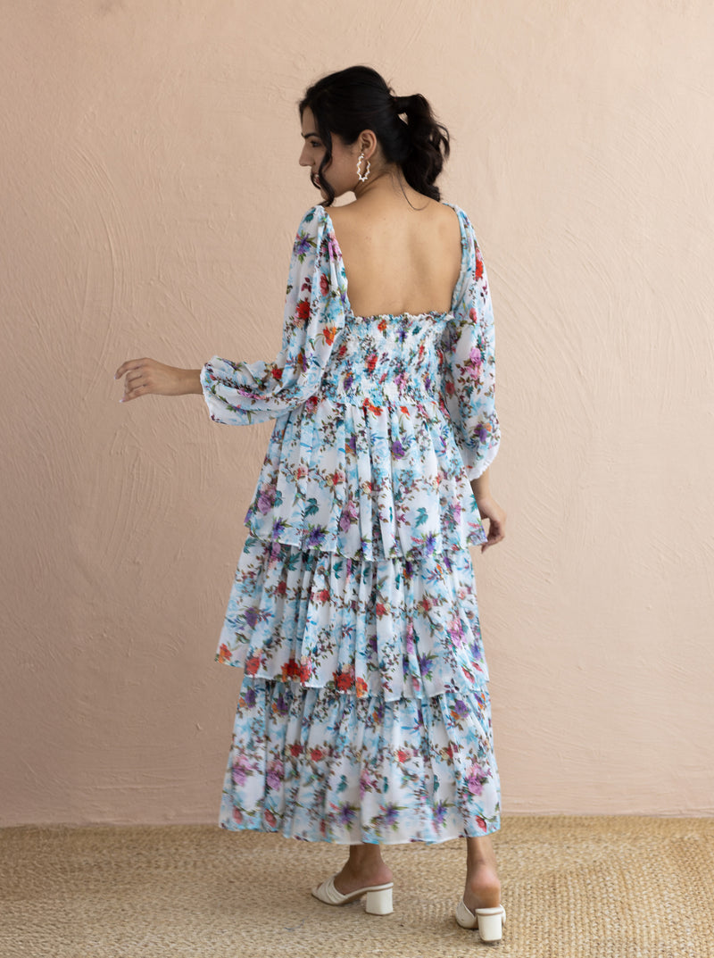 Floral Frill Maxi Dress