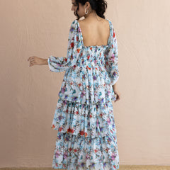 Floral Frill Maxi Dress