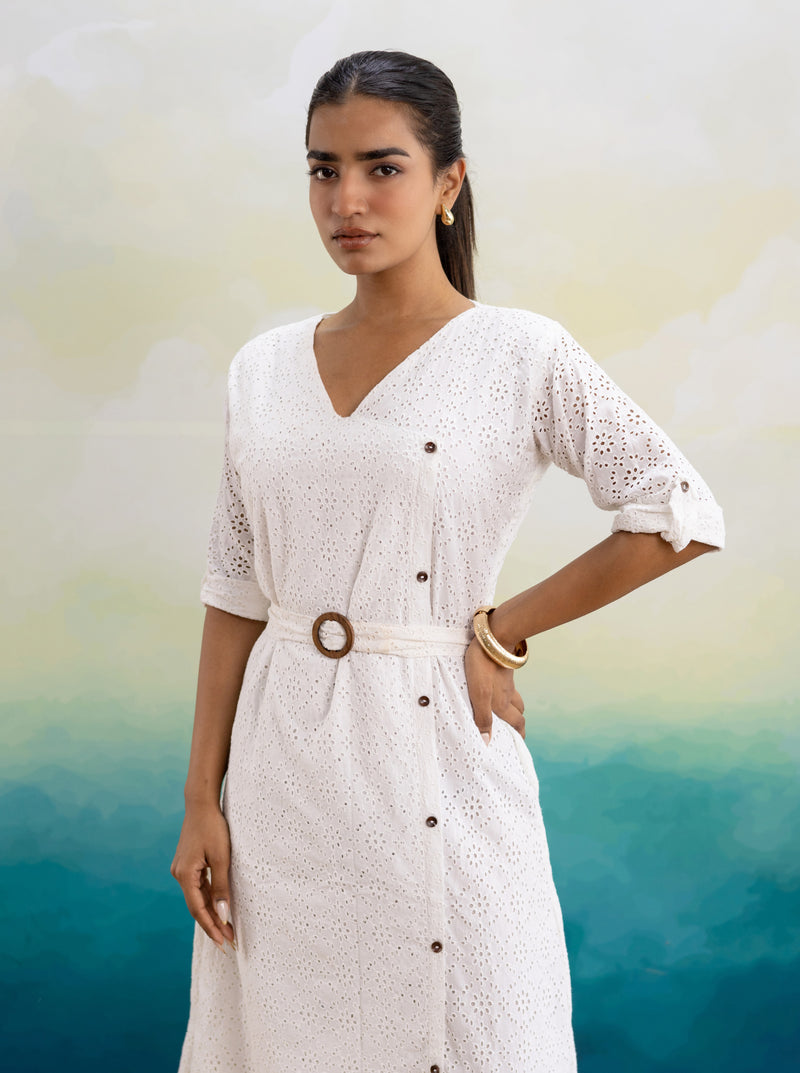 Savanna Schiffli Midi Dress