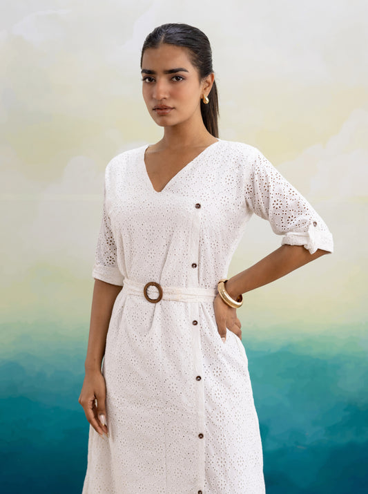 Savanna Schiffli Midi Dress
