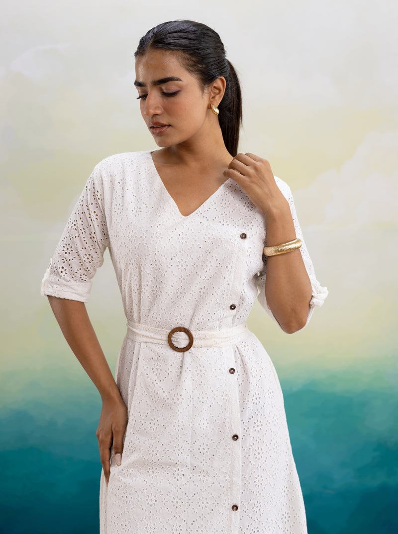 Savanna Schiffli Midi Dress