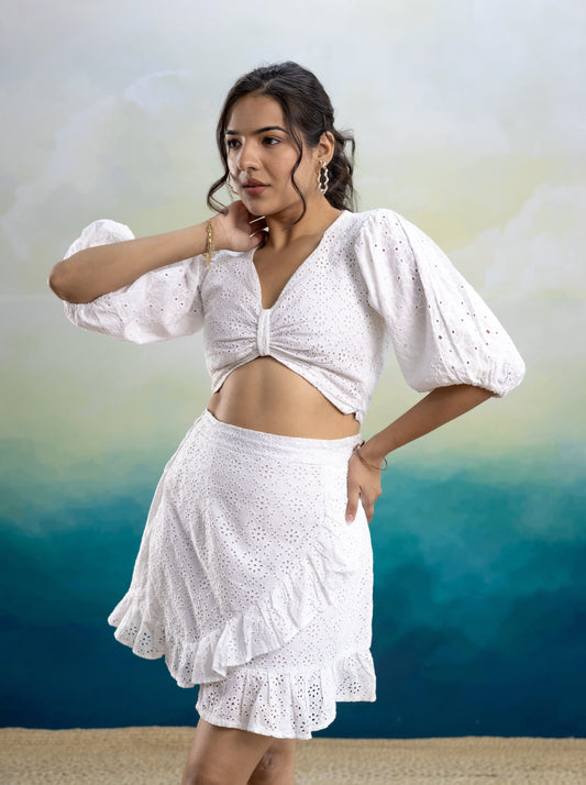 Savanna Schiffli Skirt set