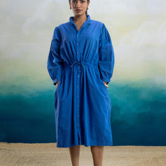Azure Grace Pocket Midi Dress
