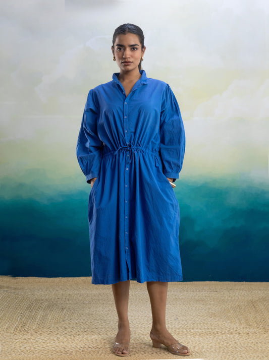 Azure Grace Pocket Midi Dress