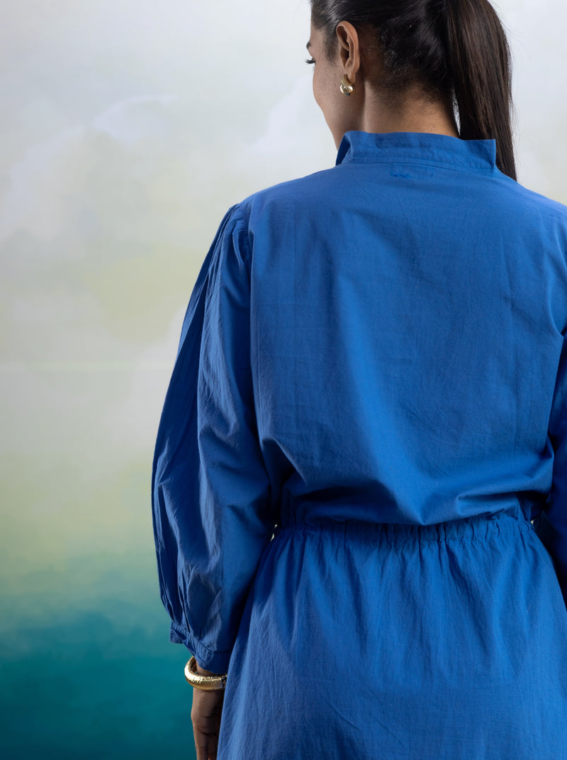 Azure Grace Pocket Midi Dress