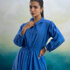 Azure Grace Pocket Midi Dress