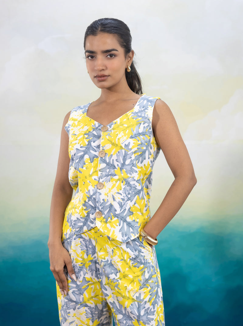 Rasha Printed Waistcoat Set