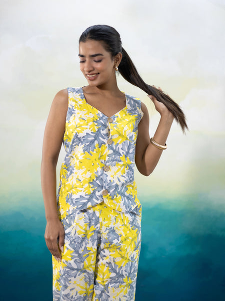 Rasha Printed Waistcoat Set