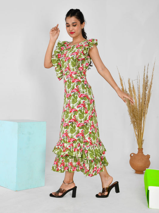 Flamingo Frill Dress