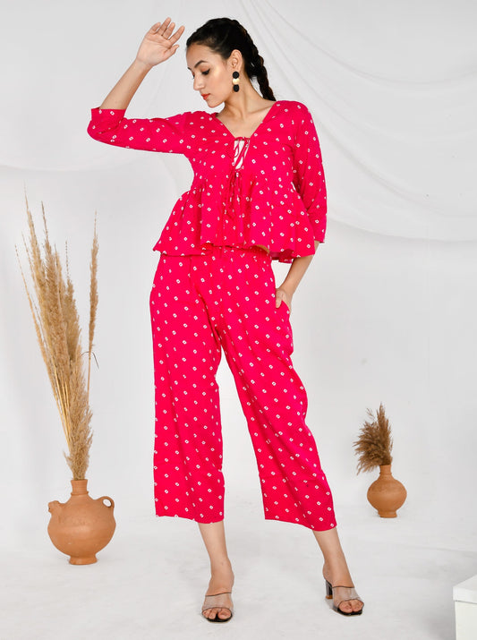 Bandhani Peplum Co-ord Set