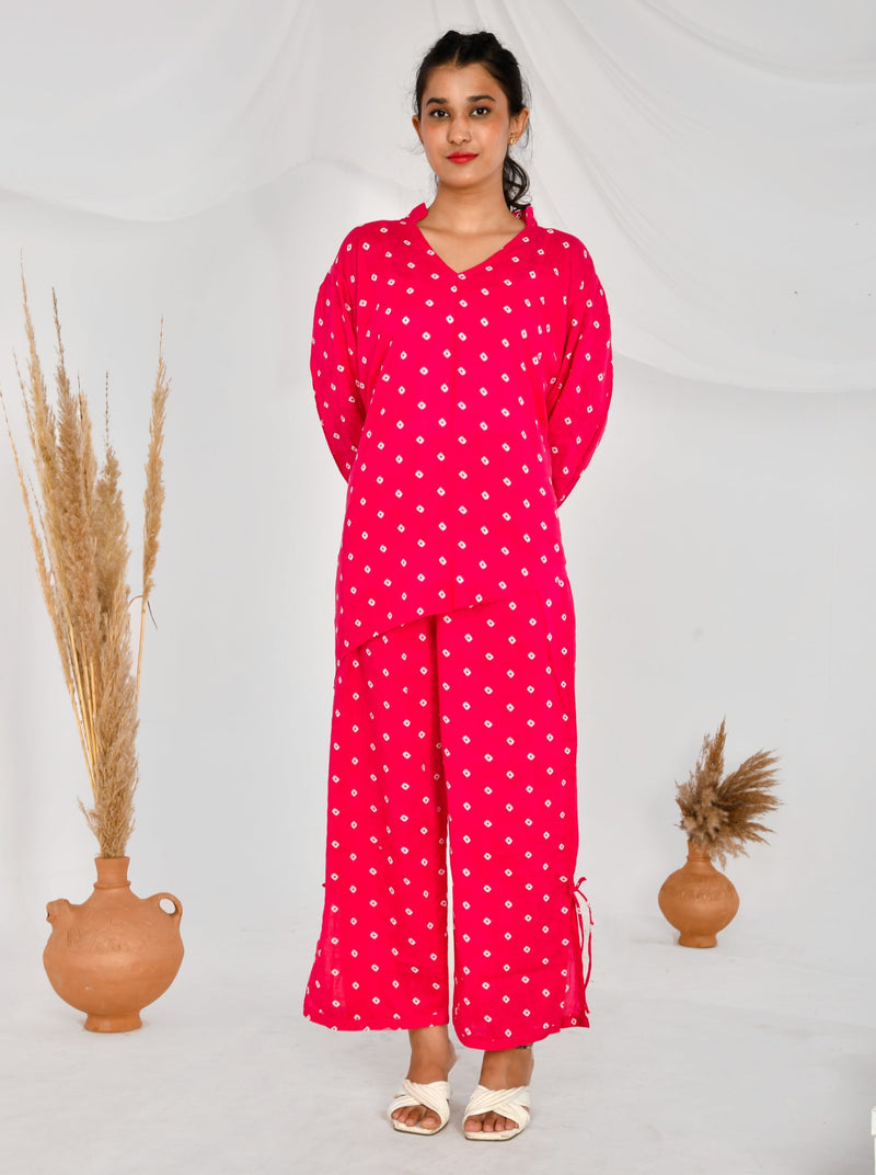 Bandhani Asymmetric Co-ord Set