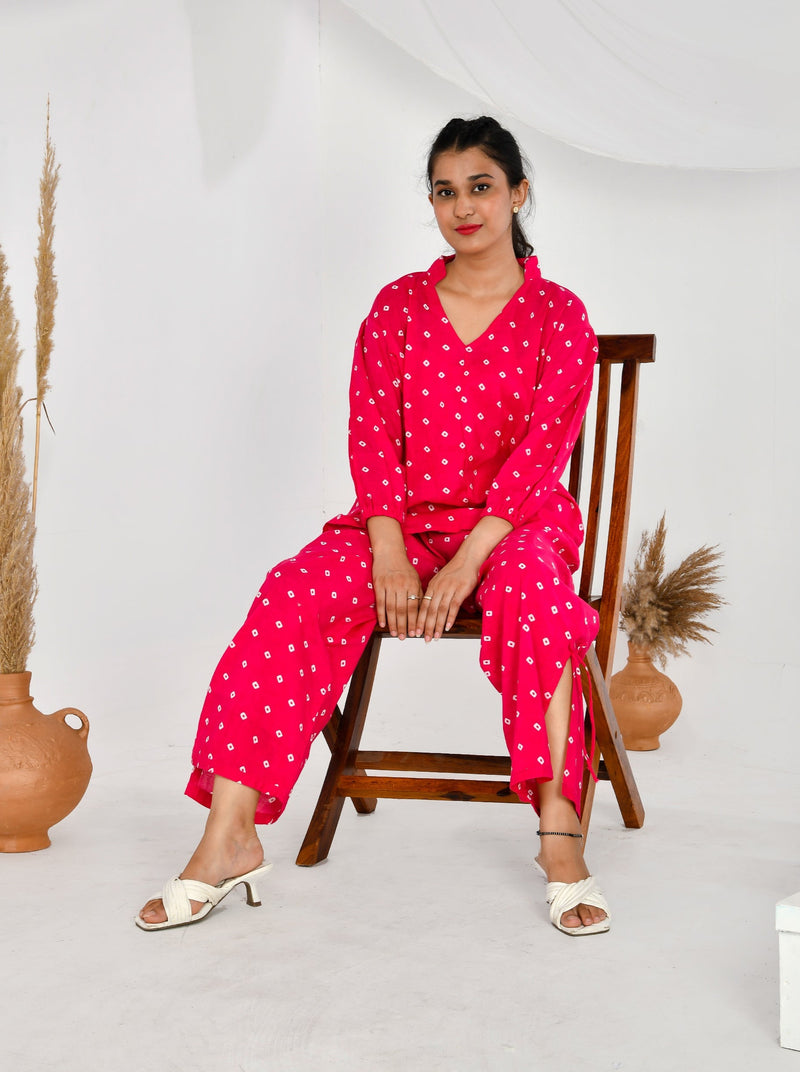 Bandhani Asymmetric Co-ord Set