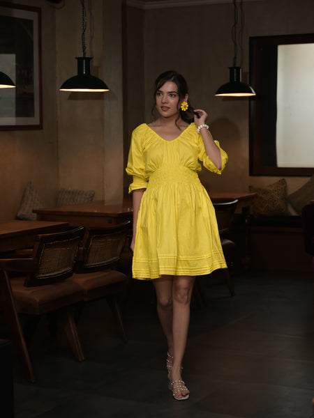 Yellow Smocked Dress