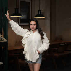 Ivory Cascade One Side Frill Shirt