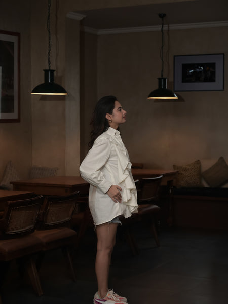 Ivory Cascade One Side Frill Shirt