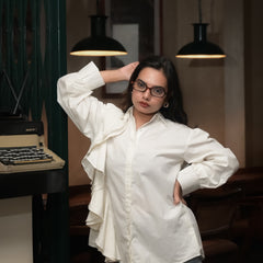 Ivory Cascade One Side Frill Shirt
