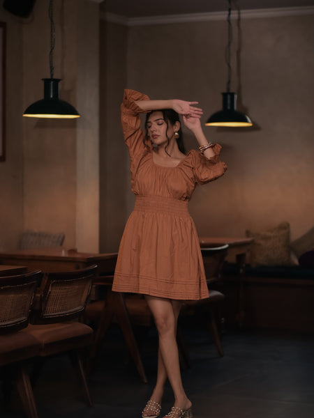 Sand Smocked Dress