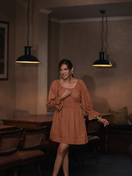 Sand Smocked Dress