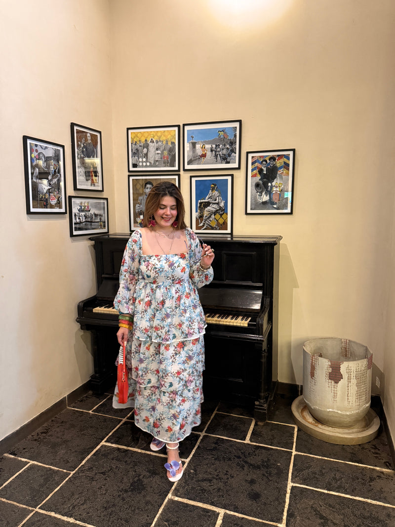 Floral Frill Maxi Dress