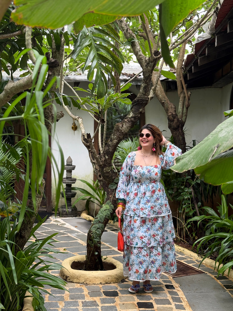 Floral Frill Maxi Dress
