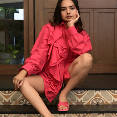 Hot Pink One Side Frill Shirt