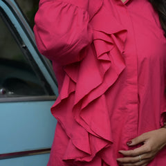 Hot Pink One Side Frill Shirt