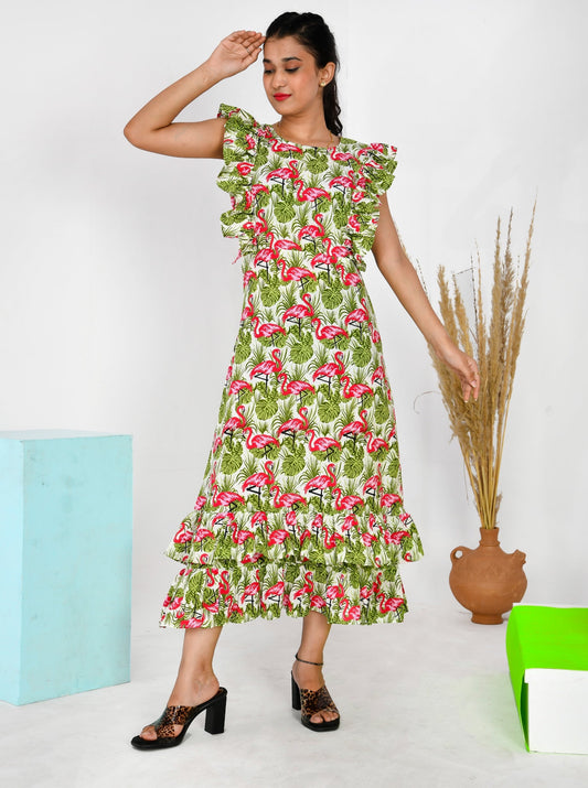 Flamingo Frill Dress