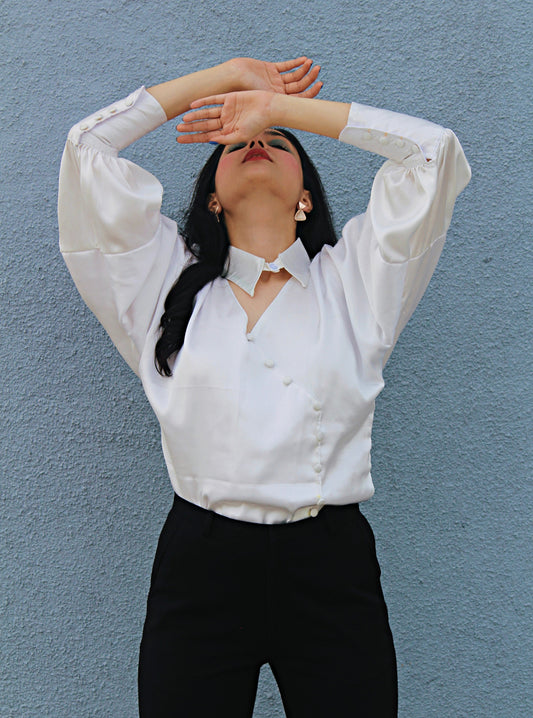 Satin Top With Detachable Collar