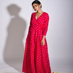 Pink Bandhani Angrakha Dress
