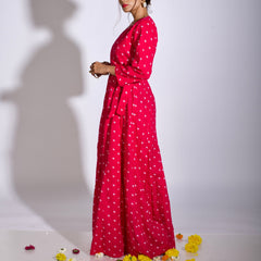 Pink Bandhani Angrakha Dress