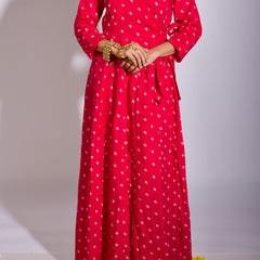 Pink Bandhani Angrakha Dress