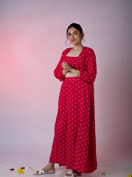 Pink Bandhani Jacket Set