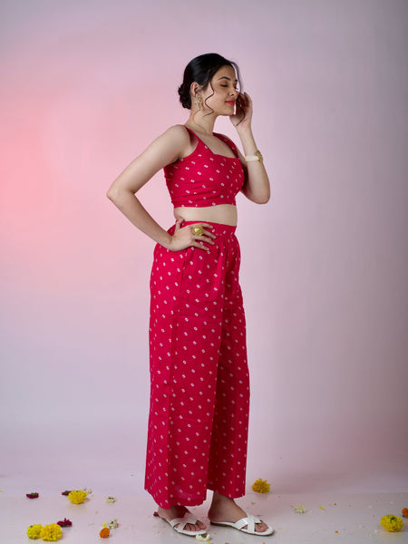 Pink Bandhani Jacket Set