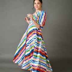 Stripes Knot Maxi Dress