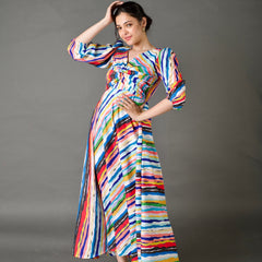 Stripes Knot Maxi Dress