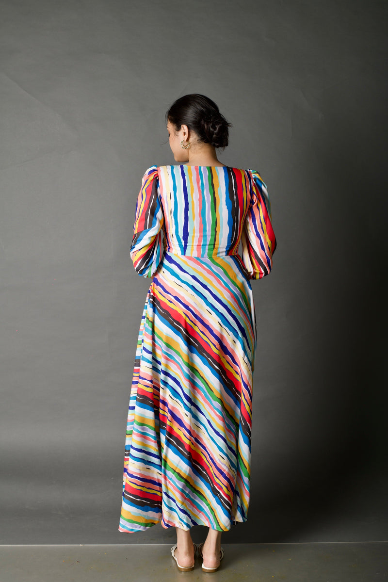 Stripes Knot Maxi Dress