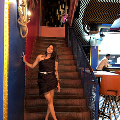 Black Organza Frill Dress